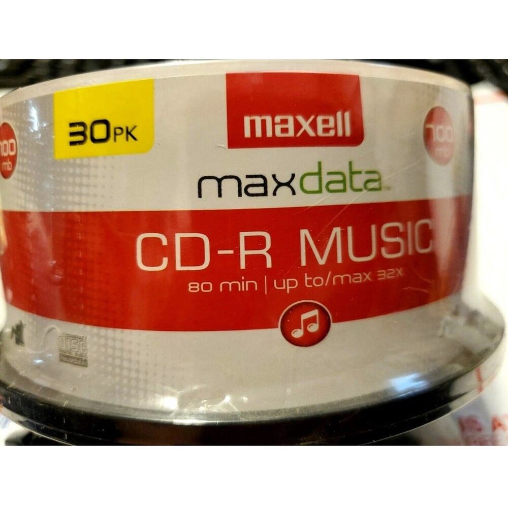 CD-R Blank Media 30 Pack Spindle Maxell Audio Music 32x 80 Minute 700MB Player..